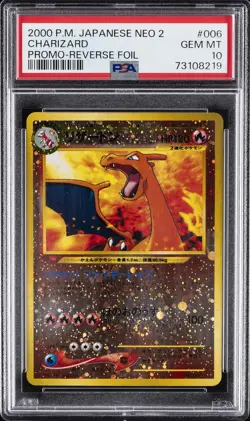 2000 POKEMON JPN NEO 2 PROMO REVERSE FOIL #006 CHARIZARD PSA 10 - Image 1