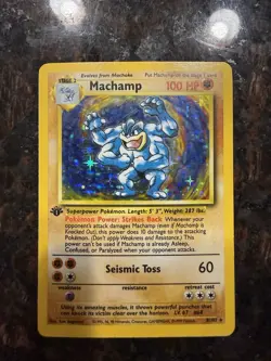 Machamp Holo Rare 100 HP 1st Edition Base Set Pokemon Card 8/102 WOTC 1999 - Image 1