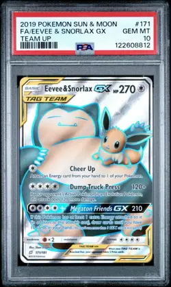 Pokemon Eevee & Snorlax GX Full Art 171/181 Team Up Tag Team PSA 10 GEM MINT - Image 1