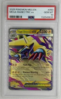 2025 Pokemon Meg EN Mega Manectric ex #50 PSA 10 Gem Mint 🌶🥵 - Image 1