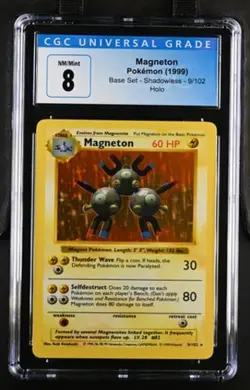 Pokemon Magneton 1999 Base Set 9/102 Shadowless Holo CGC 8 - Image 1