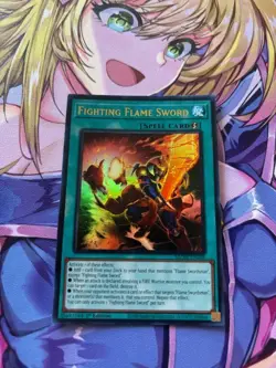 Yugioh Fighting Flame Sword Ultra Rare MZMI-EN008 Maze of Millennia 1st Ed NM - Image 1