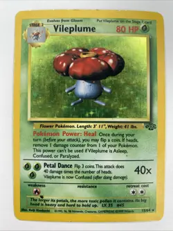 Pokemon TCG Vileplume Jungle 15/64 Holo Unlimited Holo Rare (Very Good/MP) - Image 1