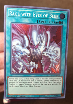YU-GI-OH! TCG RAGE WITH EYES OF BLUE 1ST EDITION HOLO CARD, LED3-EN004 - Image 1