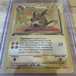 Pokemon TCG Raichu Fossil 1st Edition 29/62 Rare Regular 1999 Card - Image 1