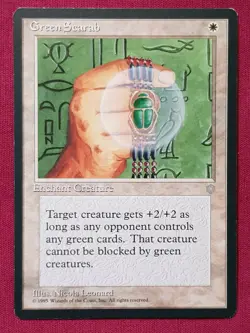 Magic The Gathering ICE AGE GREEN SCARAB white card MTG - Image 1