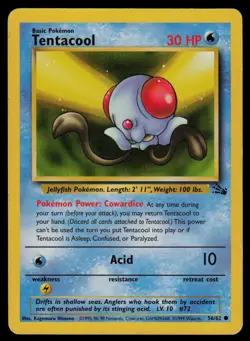 Tentacool 56/62 Fossil Pokemon TCG LP - Image 1