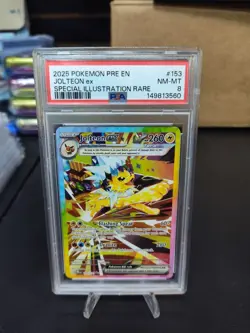 2025 POKEMON PRISMATIC EVOLUTIONS SPECIAL ILLUSTRATION RARE JOLTEON EX PSA 8 - Image 1