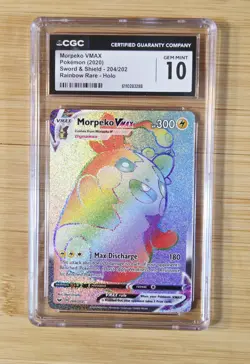 CGC 10 Morpeko VMAX Rainbow Rare 204/202 Sword & Shield Pokemon Card Gem Mint - Image 1