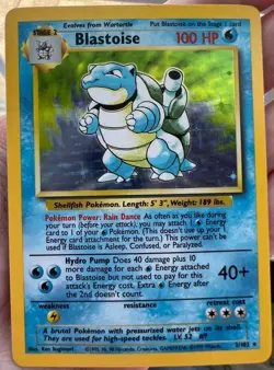 Blastoise 100 HP Base Set Holo Rare 2/102 English Pokemon TCG Ken Sugimori - Image 1