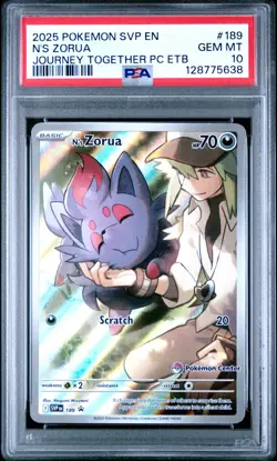 2025 POKEMON CENTER SVP EN-SV BLACK STAR PROMO #189 N'S ZORUA PSA 10 - Image 1