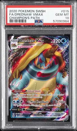 2020 POKEMON SWORD & SHIELD CHAMP'S PATH #015 FULL ART/DREDNAW VMAX PSA 10 - Image 1