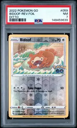 2022 POKEMON GO | DITTO BIDOOF-REVERSE FOIL 059 PSA 7 - Image 1