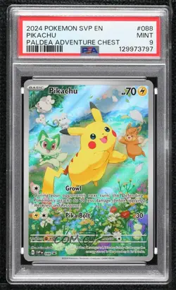 Pikachu (Paldea Adventure Chest) Holo Pokemon Scarlet & Violet Black Star PSA 9 - Image 1