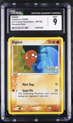 CGC 9 Diglett 50/100 Pokemon Crystal Guardians Reverse Holo Vintage Low Pop. - Image 1