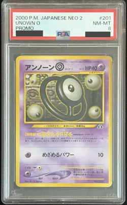 Pokemon TCG Rare Unown O Neo Premium File 2 Regular (Japanese) PSA 8 Graded NM - Image 1