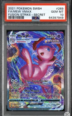 Pokemon 2021 Mew VMAX #269 Fusion Strike SECRET ALT ART VMAX HOLO PSA 10 - Image 1