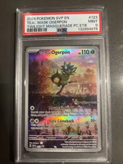 2024 POKEMON TWILIGHT MASQUERADE POKEMON CENTER ETB #123 TEAL MASK OGERPON PSA 9 - Image 1