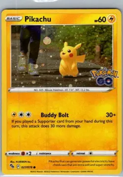 Pikachu (27) Normal Common Pokemon GO 027/078 NM - Image 1