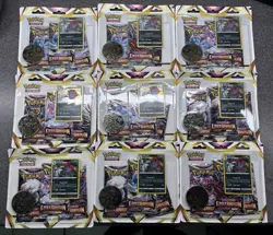 Pokemon TCG Lost Origin Sword & Shield 3-Pack Blister Weaville Sealed - Lot Of 9 - Image 1