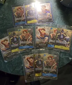 One Piece Mini Tin Vol. 2 Promo COMPLETE PLAYSET (4x Luffy, 4x Sabo, 4x Ace) NM - Image 3