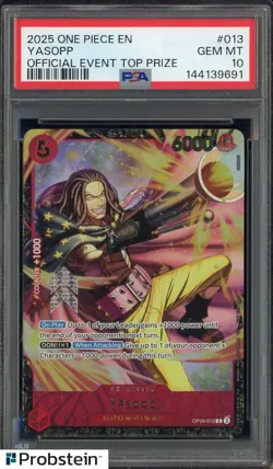 2025 ONE PIECE PROMOS #013 YASOPP OFFICIAL EVENT TOP PRIZE PSA 10 - Image 1