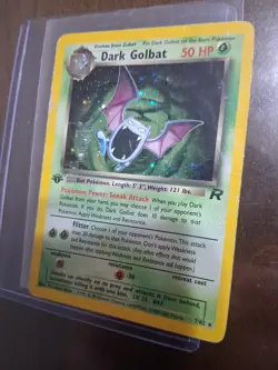 Pokemon TCG Dark Golbat Holo Rare Card Unlimited 7/82 Swirl Damaged - Image 1