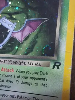 Pokemon TCG Dark Golbat Holo Rare Card Unlimited 7/82 Swirl Damaged - Image 2