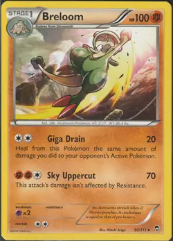 Breloom 50/111 Pokemon Card LP Rare XY - Furious Fists - Image 1