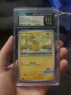 Pokemon CGC 10 Pikachu Black Star Promo Card 214 Illustration Contest 2024 - Image 1