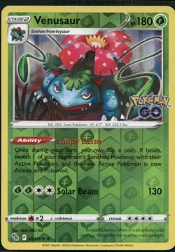 Venusaur 003/078 Holo Rare Pokemon GO Pokemon Reverse Holo Near Mint - Image 1