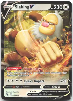 Slaking V 058/078 Holo V Rare Pokemon GO Pokemon Near Mint - Image 1