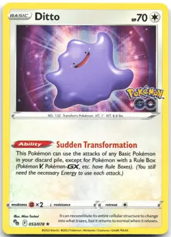 Ditto 053/078 Holo Rare Pokemon GO Pokemon Holo Near Mint - Image 1