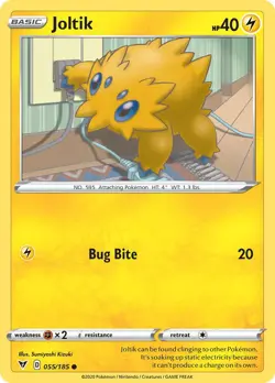 Joltik 055/185 Swsh04: Vivid Voltage Regular NM-Mint Pokemon Card TCG - Image 1