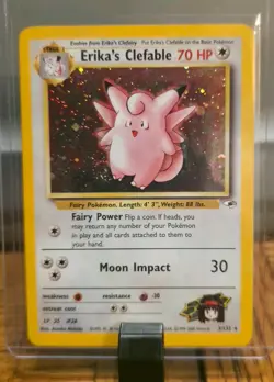 Pokemon TCG Erika's Clefable Gym Heroes 3/132 Holo Rare Unlimited WOTC Vintage - Image 1