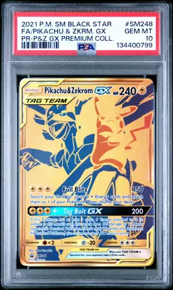 2021 POKEMON SM BLACK STAR PROMO #SM248 FULL ART/PIKACHU & ZEKROM GX PSA 10 - Image 1