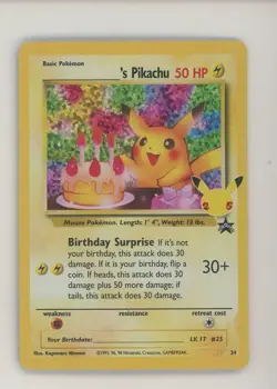 2021 Pokemon Celebration Classic Black Star Promo #24 Birthday Pikachu Holo - Image 1