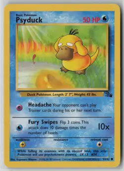 Psyduck 53/62 Pokemon Fossil Common Heavily Played - Image 1