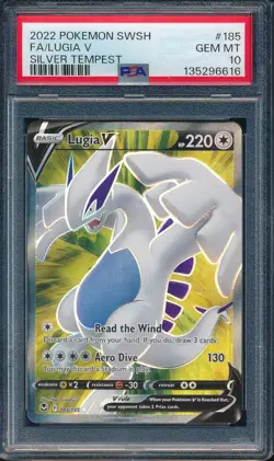 2022 Pokemon Sword & Shield 185 Full Art Lugia V Silver Tempest PSA 10 - 6616 - Image 1
