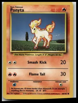 Ponyta #060/102 Base Set Moderately played Pokemon tcg - Image 1
