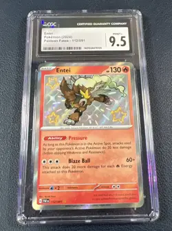CGC 9.5 Mint+ SHINY POKEMON 2023 ENTEI 112/091 Paldean Fates - Image 1