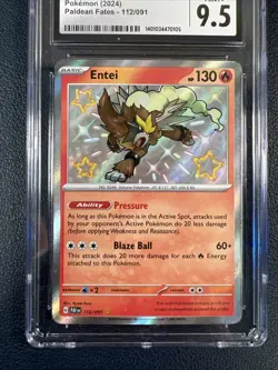 CGC 9.5 Mint+ SHINY POKEMON 2023 ENTEI 112/091 Paldean Fates - Image 3