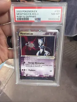 2003 Pokemon EX Ruby & Sapphire Holo Rare Vintage Mewtwo EX 101/109 PSA 8 - Image 1