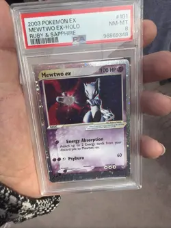 2003 Pokemon EX Ruby & Sapphire Holo Rare Vintage Mewtwo EX 101/109 PSA 8 - Image 5