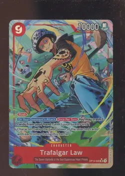One Piece English OP14-009 Trafalgar Law Alternate Art Super Rare - Image 1
