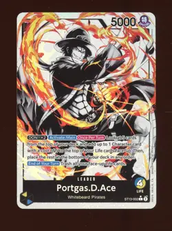One Piece English ST13-002 Portgas.D.Ace Black & White Alternate Art Leader - Image 1