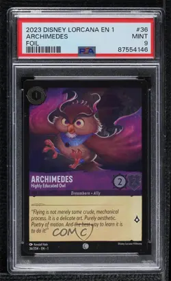 2023 Disney Lorcana First Chapter 1 Foil Archimedes Highly Educated Owl PSA 9 - Image 1