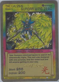 CannaBeast Hikari Gundam Wing Zero 3D Holographic Card 34/86 Stamped 53/200 - Image 1