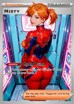 Misty Hydro Pump Rainbow Holo Full Art Waifu Pokemon Card - Image 1