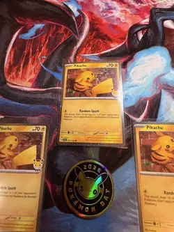 Lot Of 3 Pokemon Day Pikachu Promo Card With 1 30th Anniversary Coin - Image 3